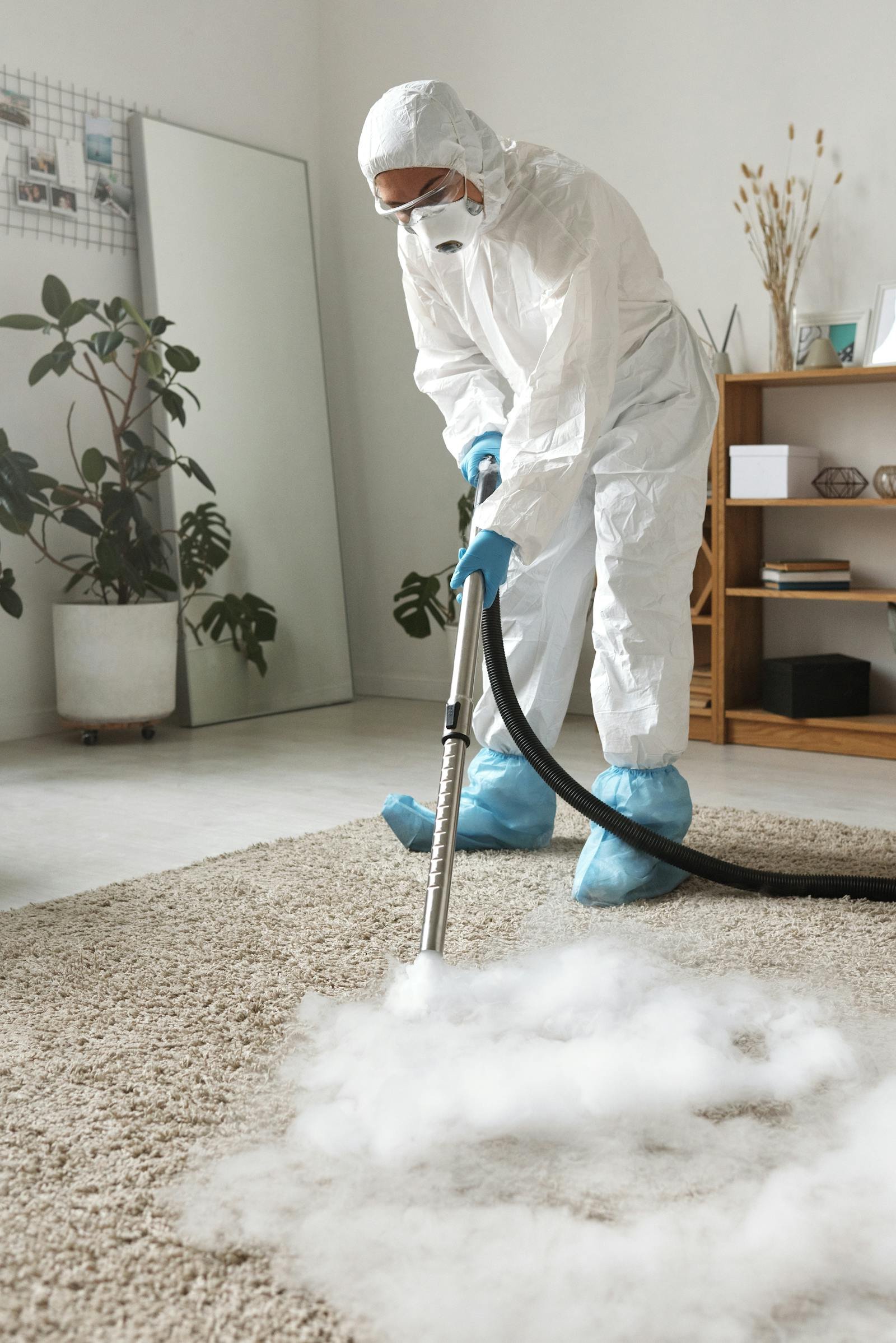 Professional carpet cleaning machine extracting a Manchester carpet